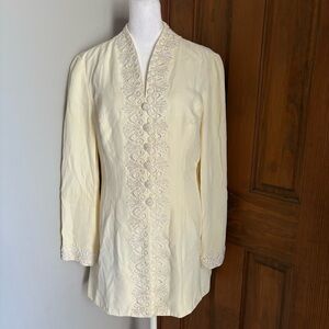 Vintage Marie St. Claire Size 8 Beaded Applique Blazer Jacket Bride Wedding